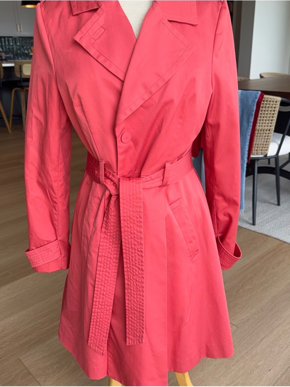H&M Coral-Pink Trench Coat with Belt